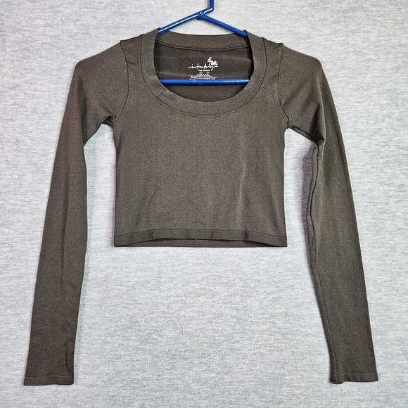 Free People Tops - Free People Intimately Cropped Long Sleeve Top XS/S Brown Stretch